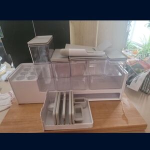 White and Gray Kitchen Storage Organizer Great For Weekly Meal Prep Or Holiday